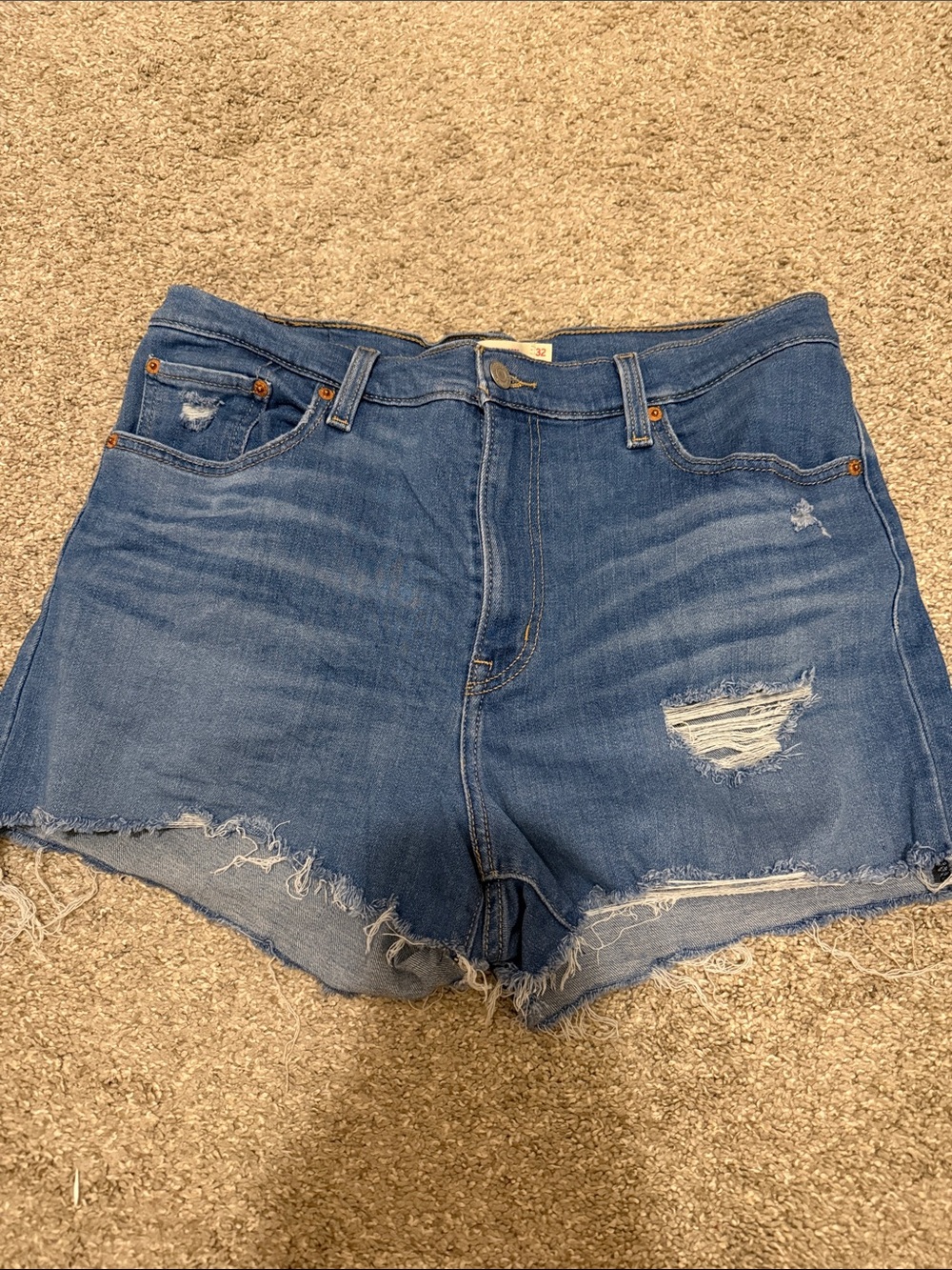 Levi’s Denim Distressed High-Rise Women’s Shorts - Blue